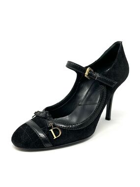 Vintage Christian Dior Galliano Y2K Black Bow‎ Charm Mary Jane Heels Pumps 40 10